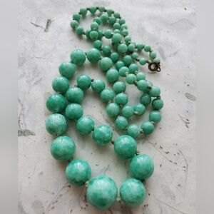 Antique Czech Art Deco Peking Glass Knotted Necklace